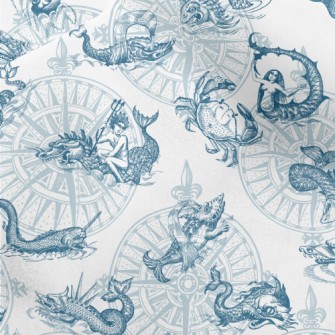 Vintage Hand Drawn Sea Monster Micro Fleece