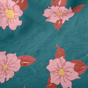 Red Petals And Leaves Minky