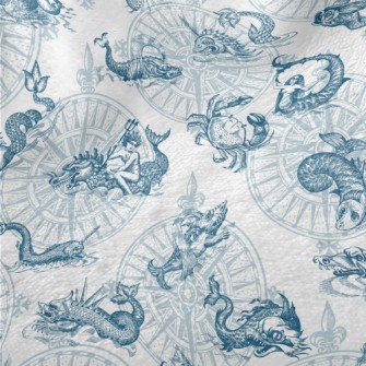 Vintage Hand Drawn Sea Monster Minky