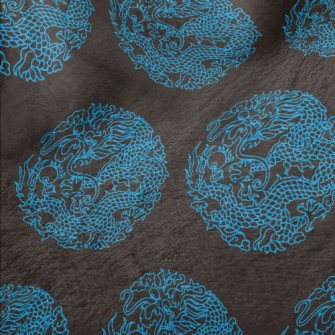 Blue Line Chinese Dragon Minky