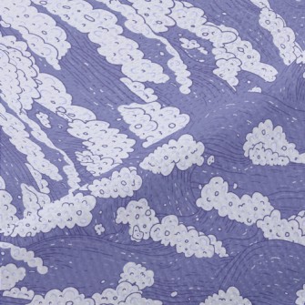 Hand Drawn Purple Waves Piqué