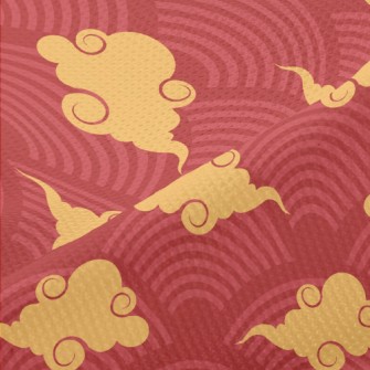 Red Circle With Clouds Piqué