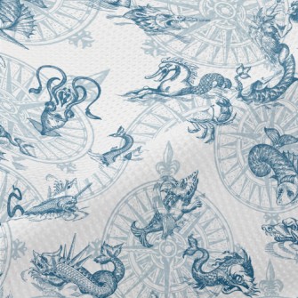 Vintage Hand Drawn Sea Monster Piqué