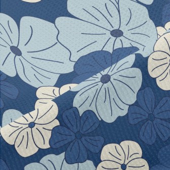 Beautiful Hand Drawn Blue Flow Piqué