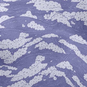 Hand Drawn Purple Waves Lightweight Performance Linen