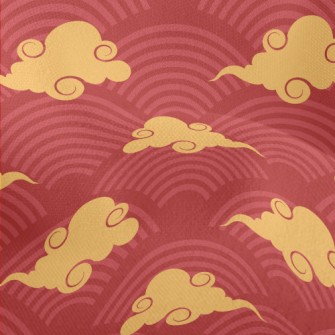 Red Circle With Clouds Lightweight Performance Linen