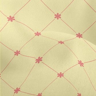 Pink Small Flower Rhombus Lightweight Performance Linen