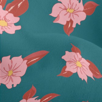 Red Petals And Leaves Lightweight Performance Linen