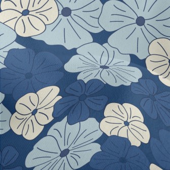 Beautiful Hand Drawn Blue Flow Lightweight Performance Linen