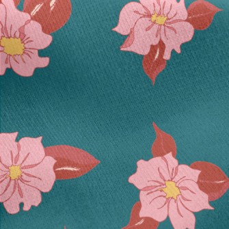 Red Petals And Leaves Jersey Backed Fleece