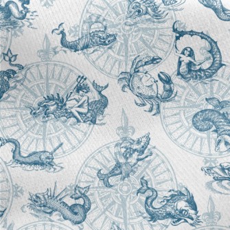 Vintage Hand Drawn Sea Monster Jersey Backed Fleece