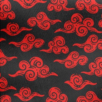 Retro Red Clouds Jersey Backed Fleece