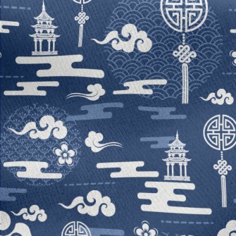 Chinese Architecture And Eleme Jersey Backed Fleece