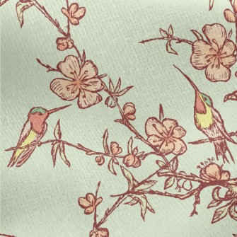 Hand Drawn Hummingbird And Che Jersey Backed Fleece