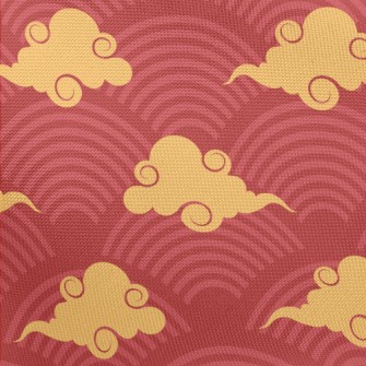 Red Circle With Clouds Pongee