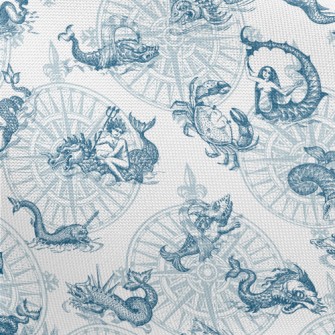 Vintage Hand Drawn Sea Monster Pongee