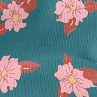 Red Petals And Leaves Stretch Jersey