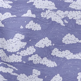 Hand Drawn Purple Waves Lightweight Cotton Poplin