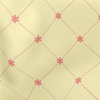 Pink Small Flower Rhombus Lightweight Cotton Poplin