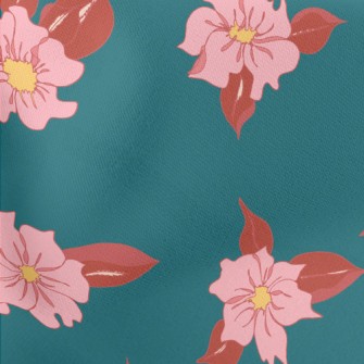 Red Petals And Leaves Lightweight Cotton Poplin