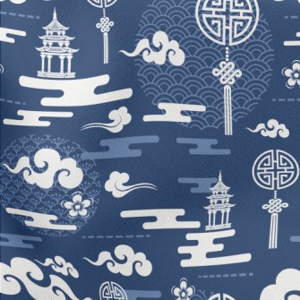 Chinese Architecture And Eleme Lightweight Cotton Poplin