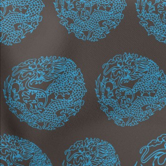 Blue Line Chinese Dragon Lightweight Cotton Poplin