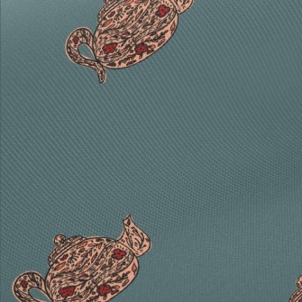 Cute Hand-painted Teapot Midweight Cotton Poplin