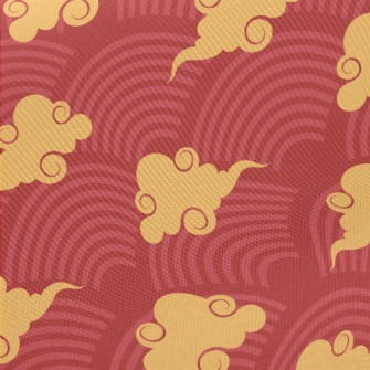 Red Circle With Clouds Midweight Cotton Poplin