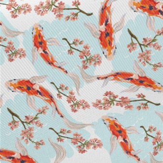Hand Drawn Carp Pond Midweight Cotton Poplin