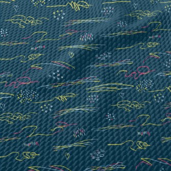 Color Line Graffiti Birdseye Piqué