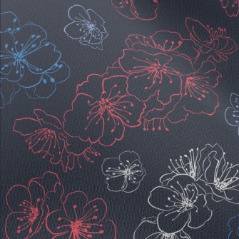 Colorful Hand Drawn Cherry Blo Chiffon