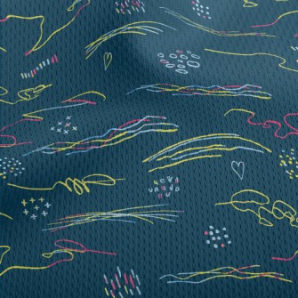 Color Line Graffiti Athletic Mesh Flat Back