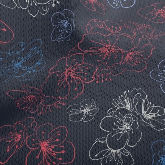 Colorful Hand Drawn Cherry Blo Athletic Mesh Flat Back