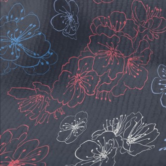 Colorful Hand Drawn Cherry Blo Terry