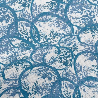 Blue Watercolor Doodle Performance Linen