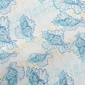 Hand Drawn Beautiful Shells Performance Linen