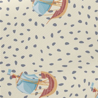 Hand Drawn Cartoon Sailboat Twill