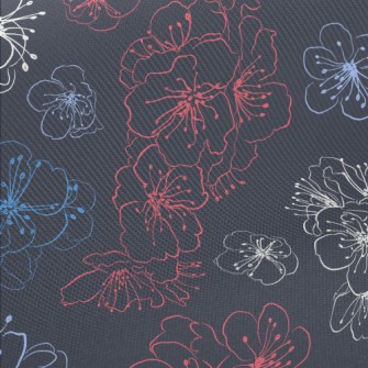 Colorful Hand Drawn Cherry Blo Twill