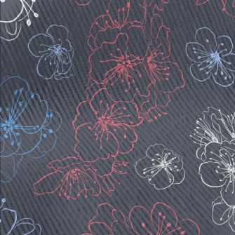 Colorful Hand Drawn Cherry Blo Standard Corduroy