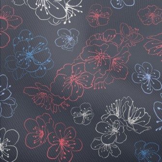 Colorful Hand Drawn Cherry Blo Dobby