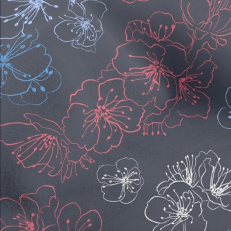 Colorful Hand Drawn Cherry Blo Micro Fleece