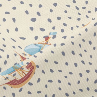 Hand Drawn Cartoon Sailboat Piqué