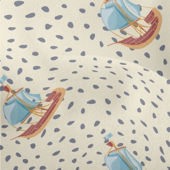 Hand Drawn Cartoon Sailboat Lightweight Performance Linen