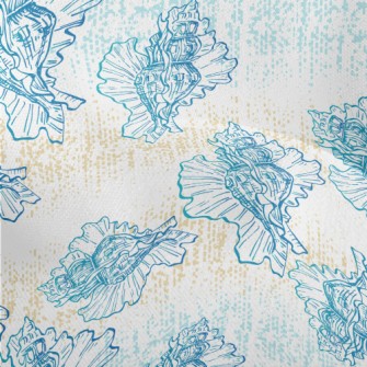 Hand Drawn Beautiful Shells Lightweight Performance Linen