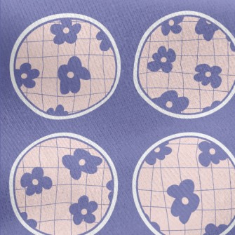 Doodle Flower Circle Jersey Backed Fleece