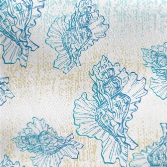 Hand Drawn Beautiful Shells Jersey Backed Fleece