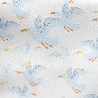 Hand Drawn Cute Seagull Jersey Backed Fleece