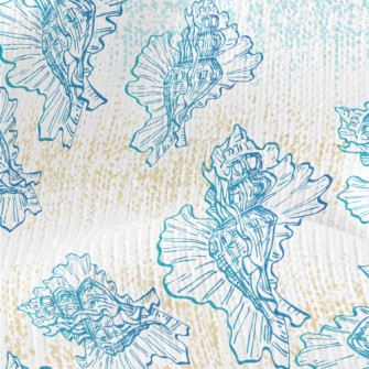 Hand Drawn Beautiful Shells Stretch Jersey