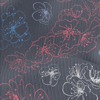 Colorful Hand Drawn Cherry Blo Stretch Jersey