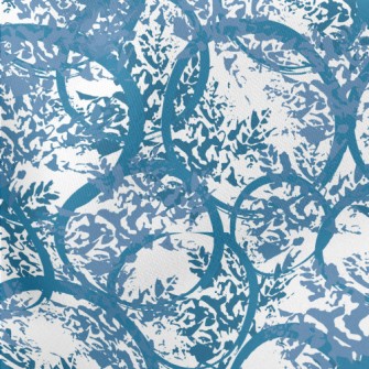 Blue Watercolor Doodle Lightweight Cotton Poplin